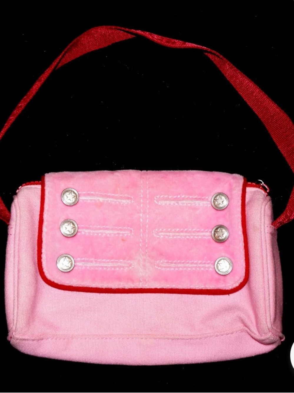 American Girl Pink Shoulder Bag with Red Trim